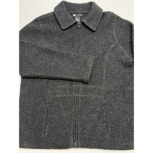 *VTG Y2K Carole Little Charcoal Gray Boiled Wool Zip Pockets Jacket/Coat Large